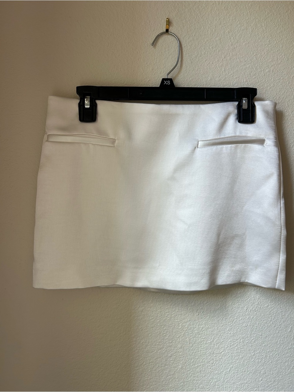 Zara White Satin Effect Mini Skirt with Welt Pockets